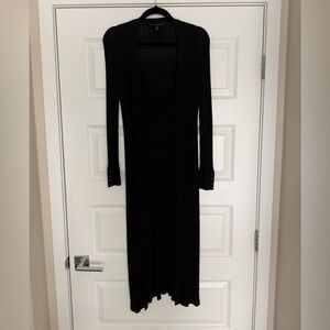 White House Black Market Black Open-Front Maxi Cardigan Dress